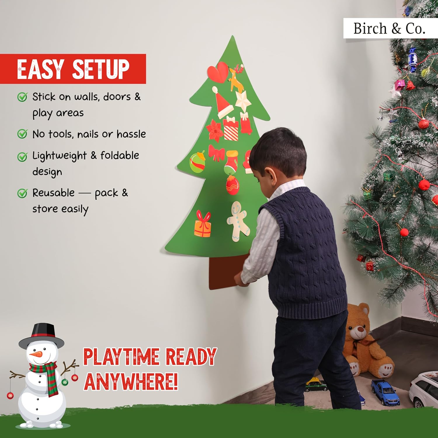 DIY Wall Hanging Xmas Tree with 26 Detachable Ornaments