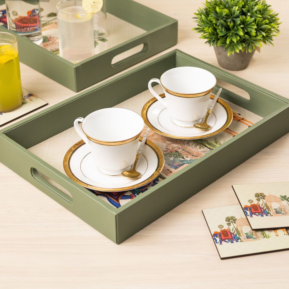 Royal Gaja Serving Tray with matching coasters