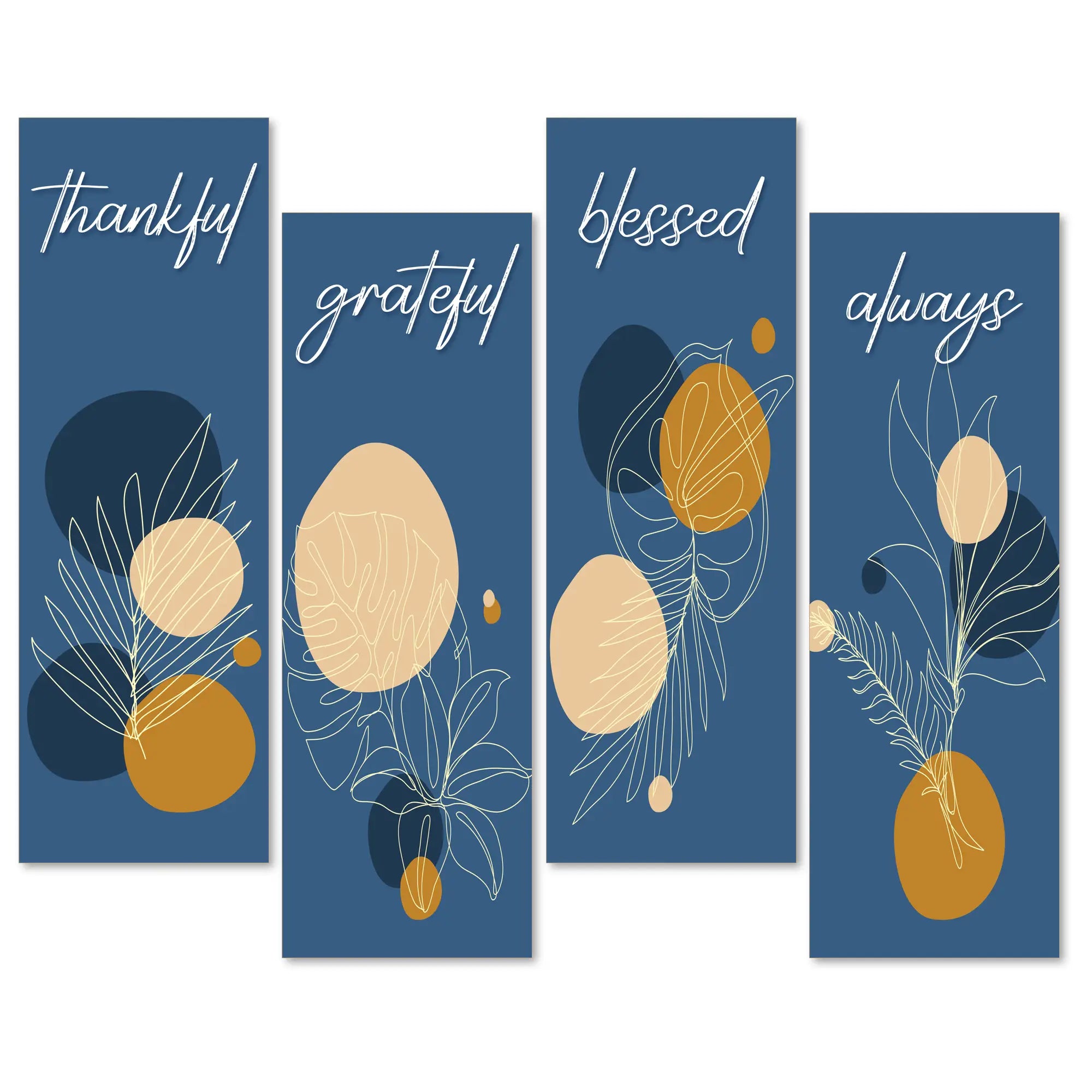 Thankful, Grateful, Blessed - Blue Bloom Wall Decor