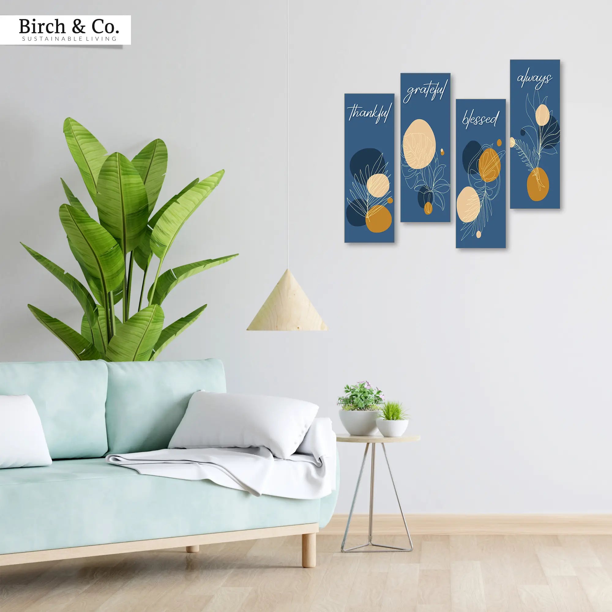 Thankful, Grateful, Blessed - Blue Bloom Wall Decor