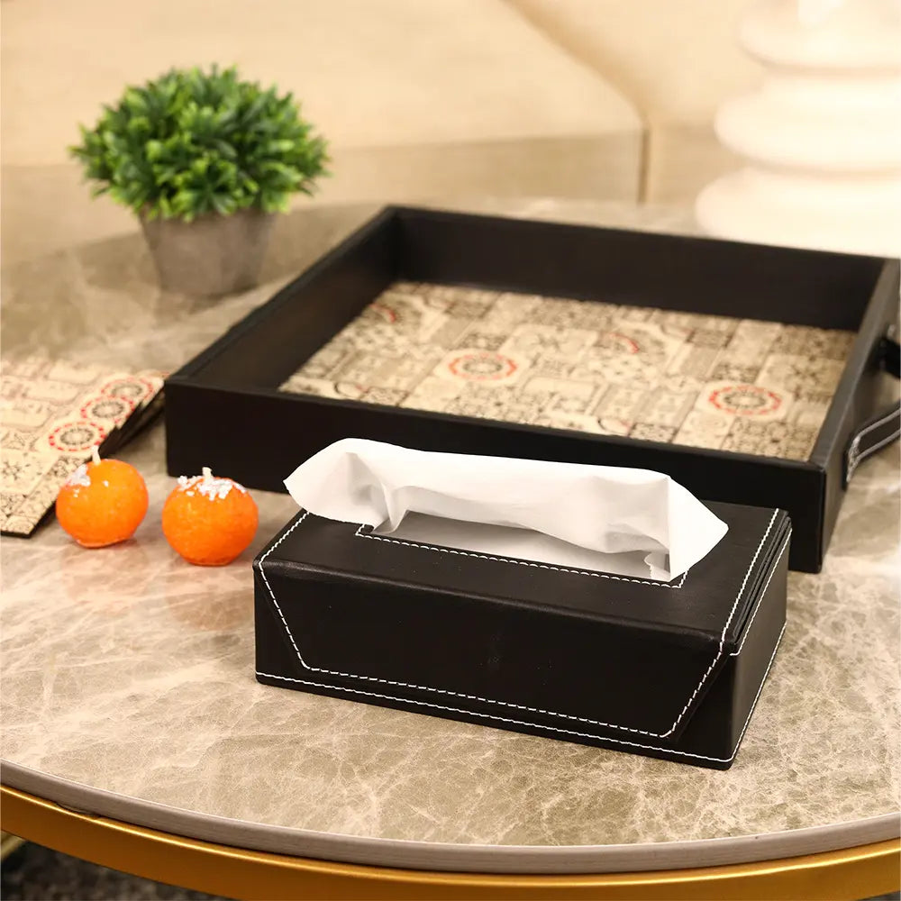 Square Serving Tray & Tissue box combo set