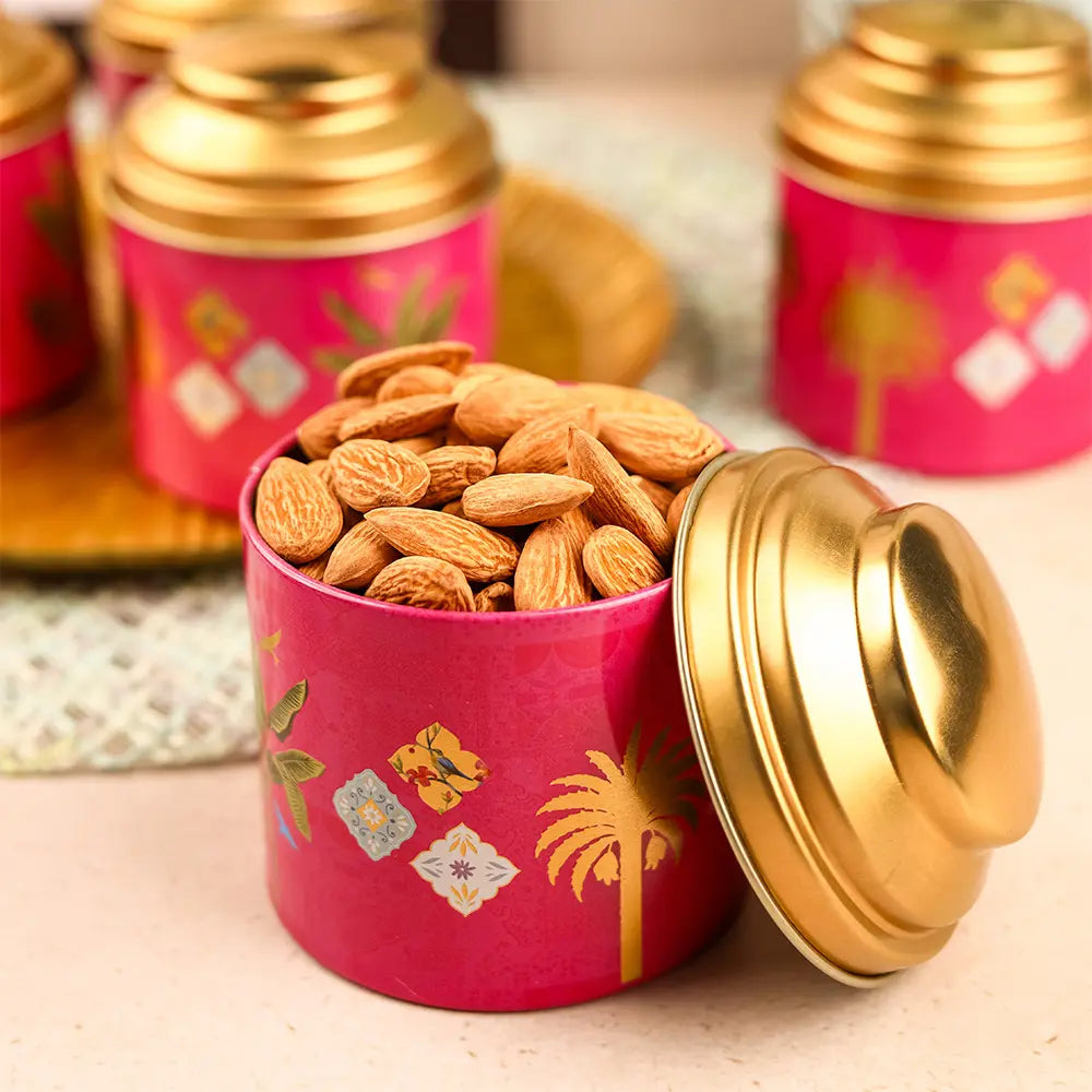 Dry Fruit Tray Round with 3 tins