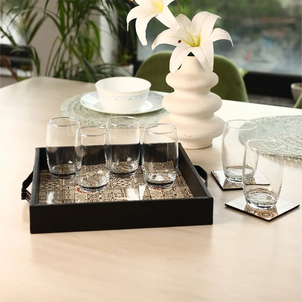 Square Serving Tray & Tissue box combo set