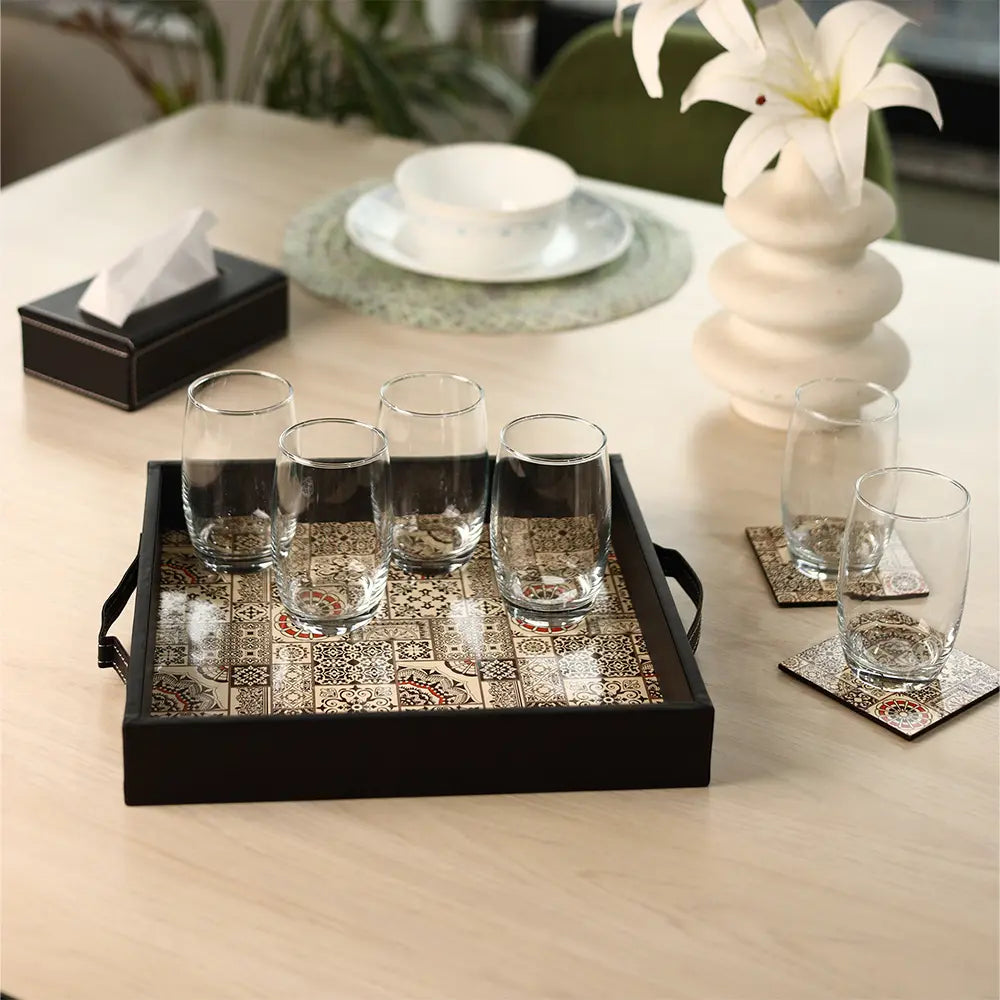 Square Serving Tray & Tissue box combo set