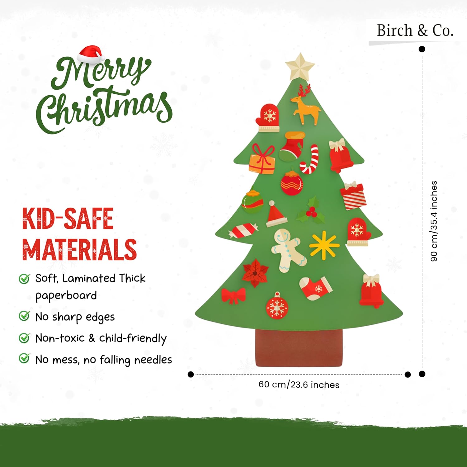 DIY Wall Hanging Xmas Tree with 26 Detachable Ornaments