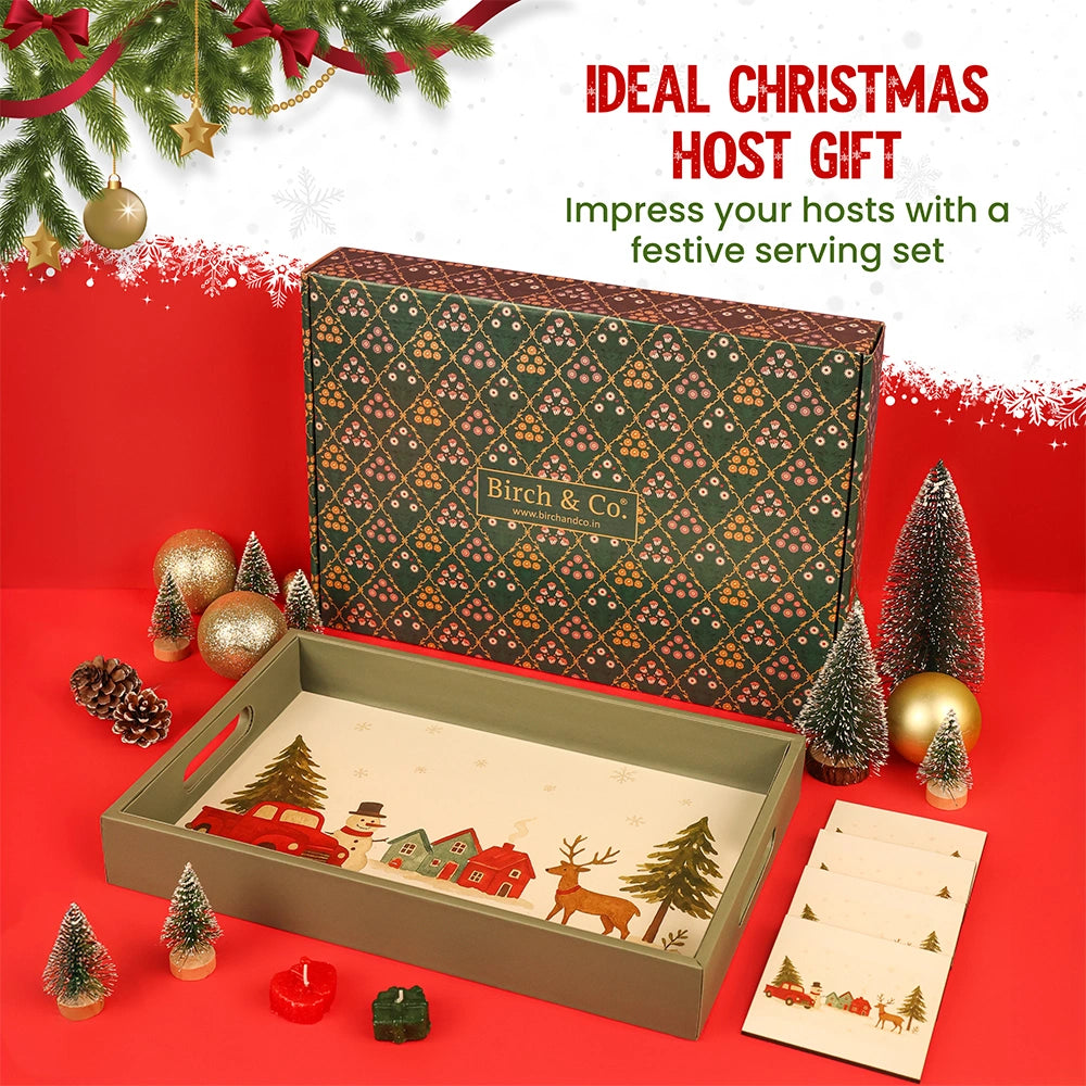 Casa Serving Tray with Matching Coasters & Christmas Candles