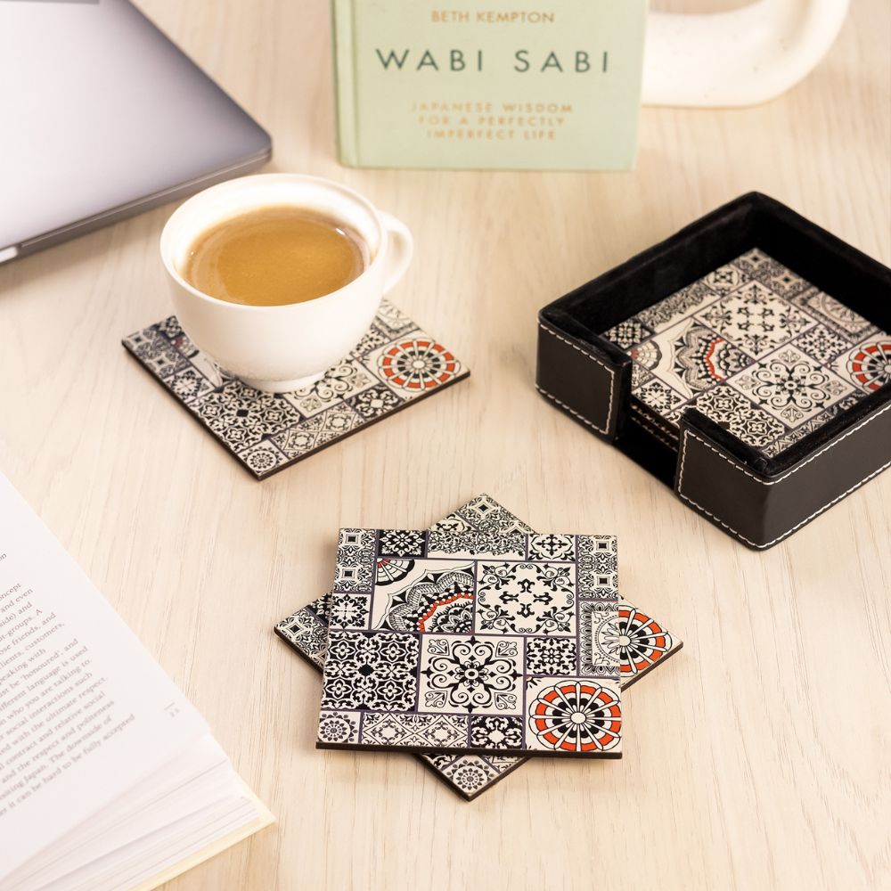 Indus Coasters set of 6 with holder