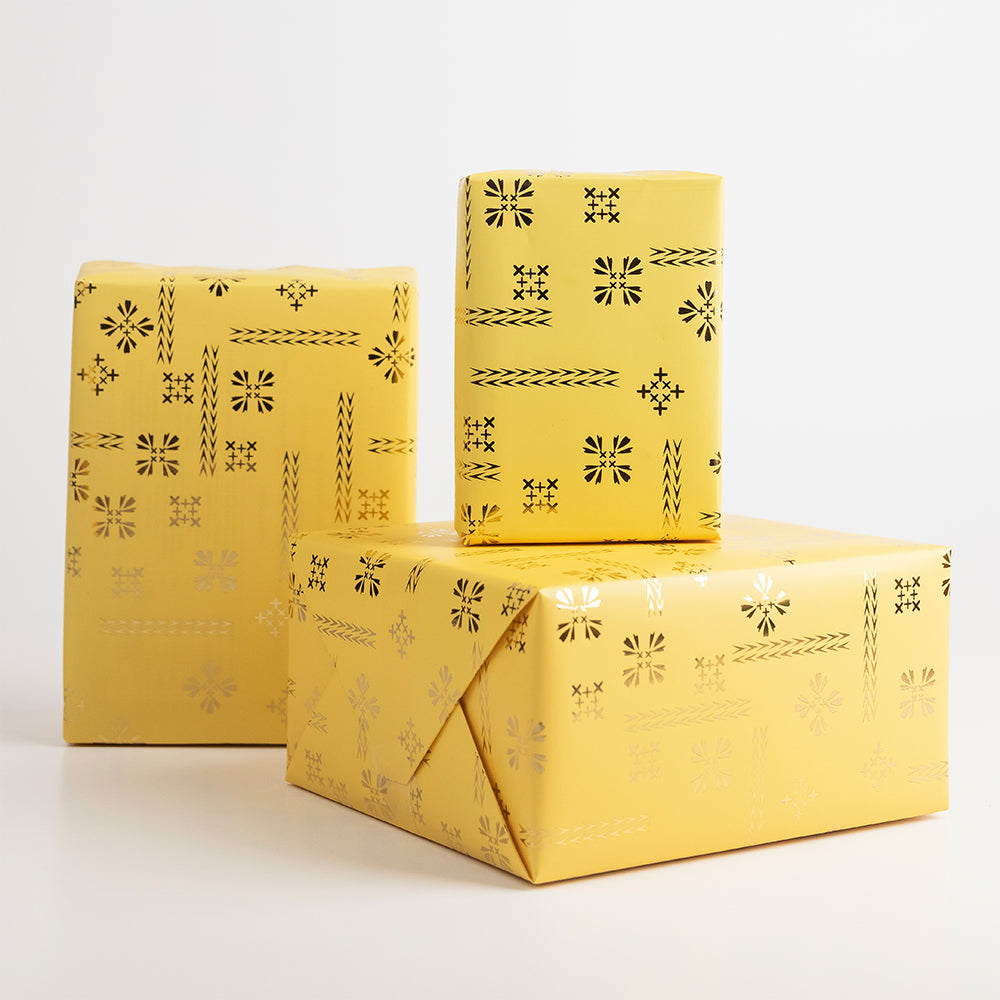 Gift Wrap - Yellow with foiling