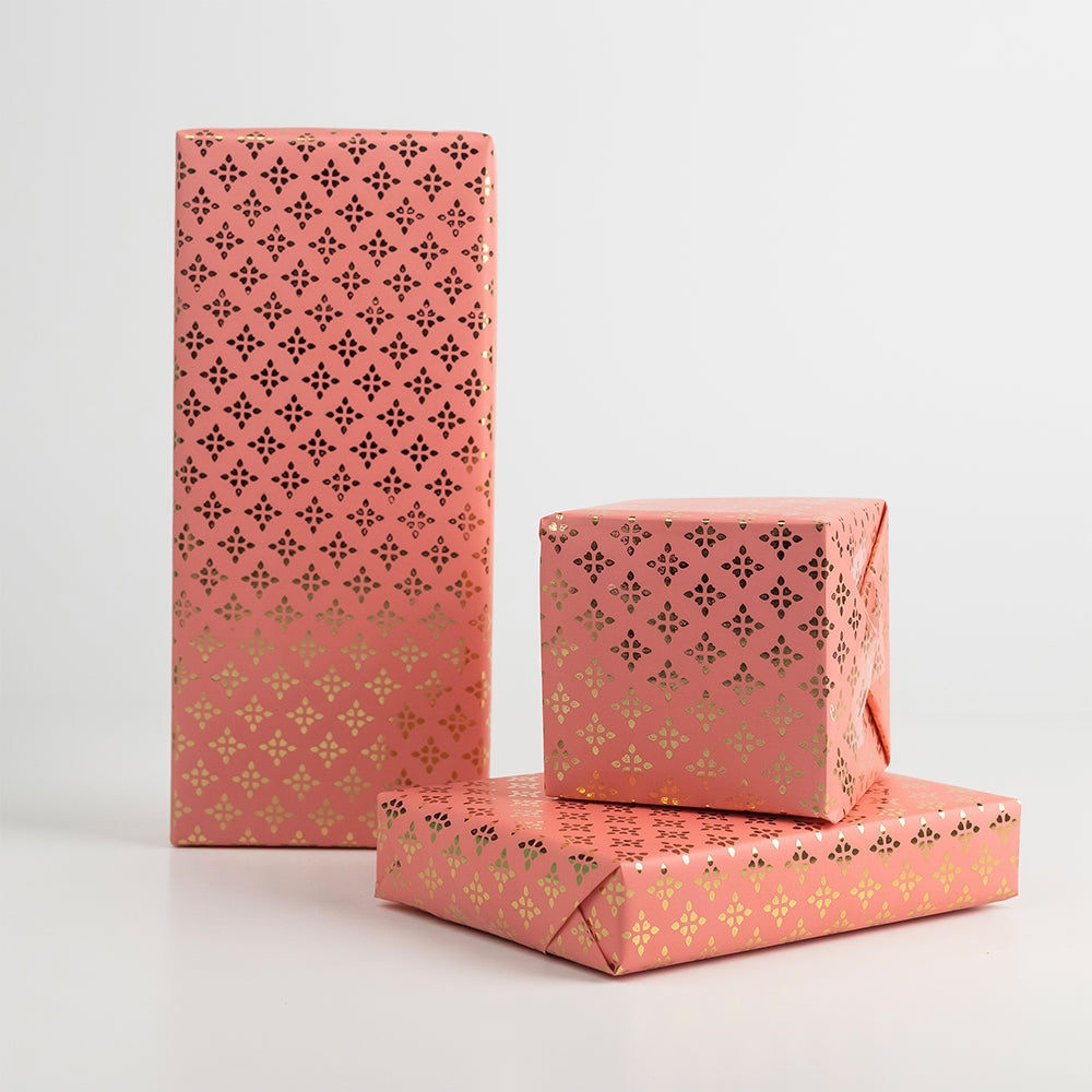 Gift Wrap - Peach Pink with foiling