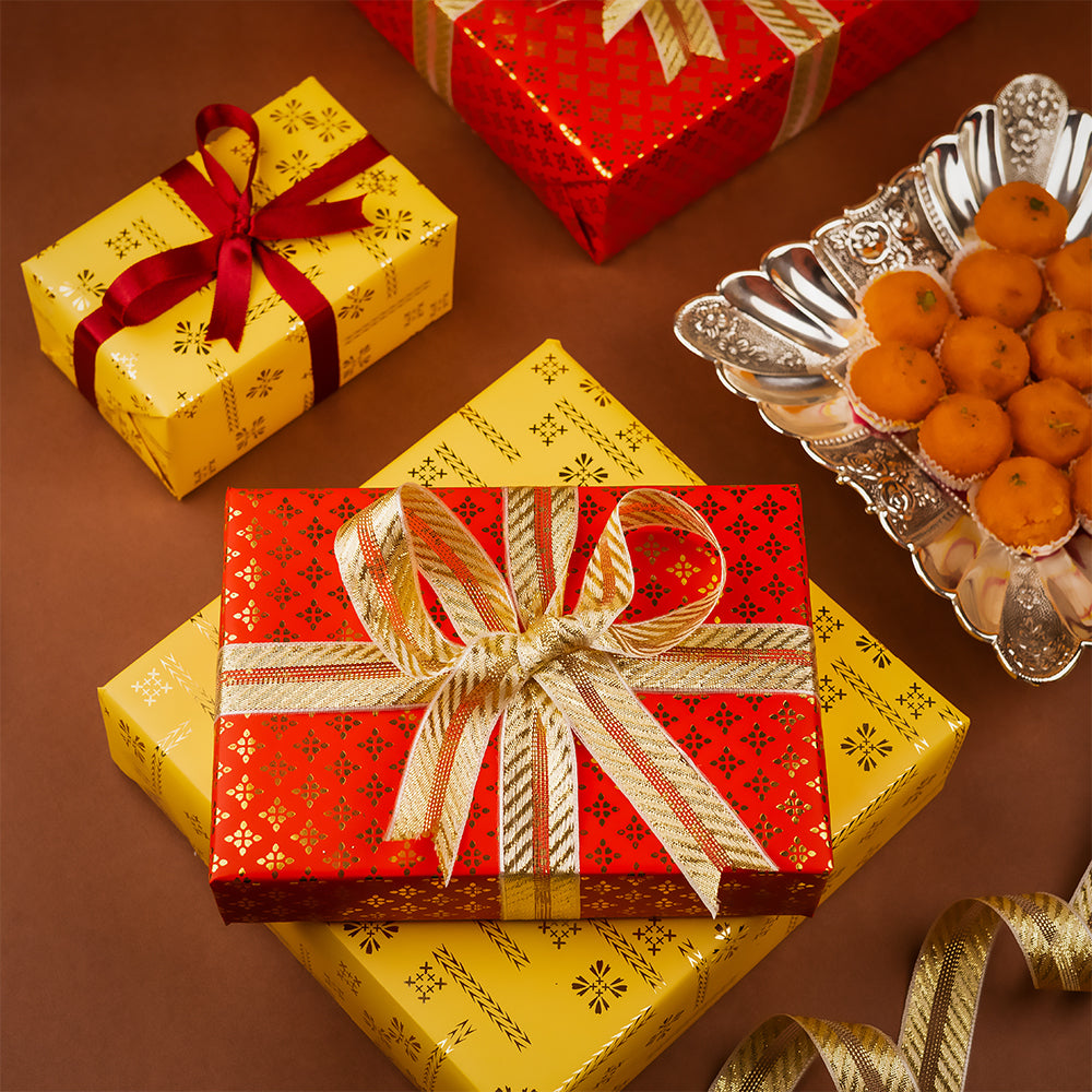 Gift Wrap - Yellow with foiling