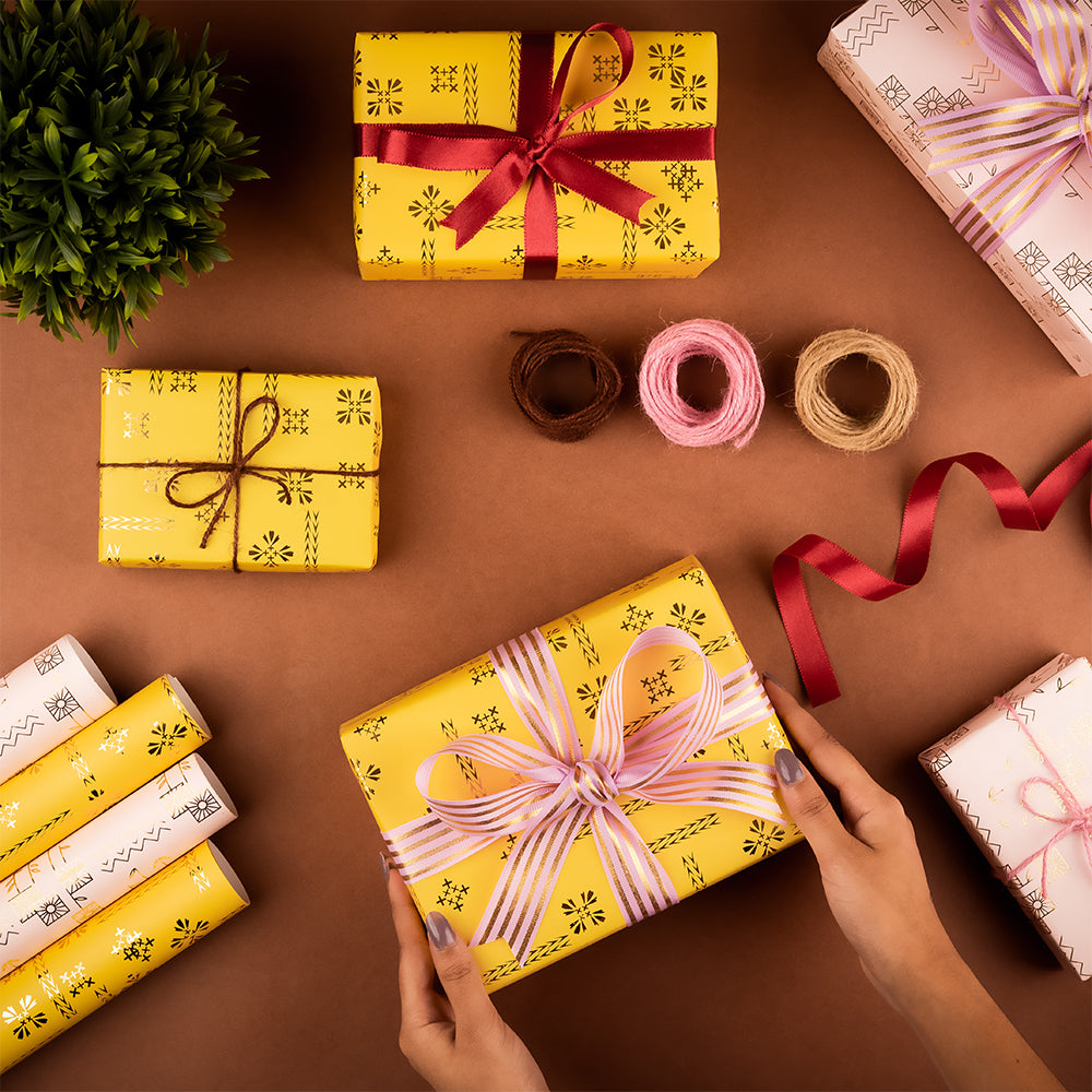 Gift Wrap - Yellow with foiling