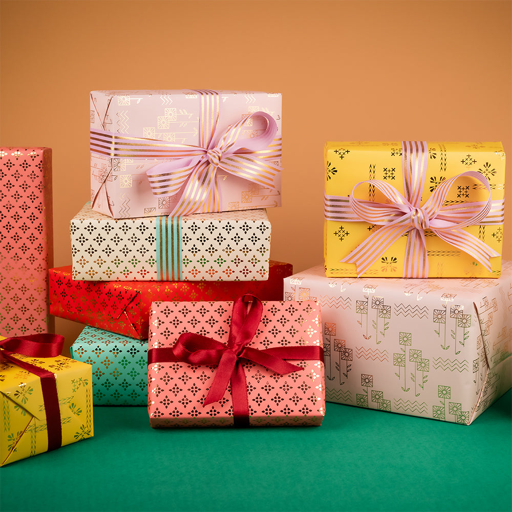 Gift Wrap - Peach Pink with foiling