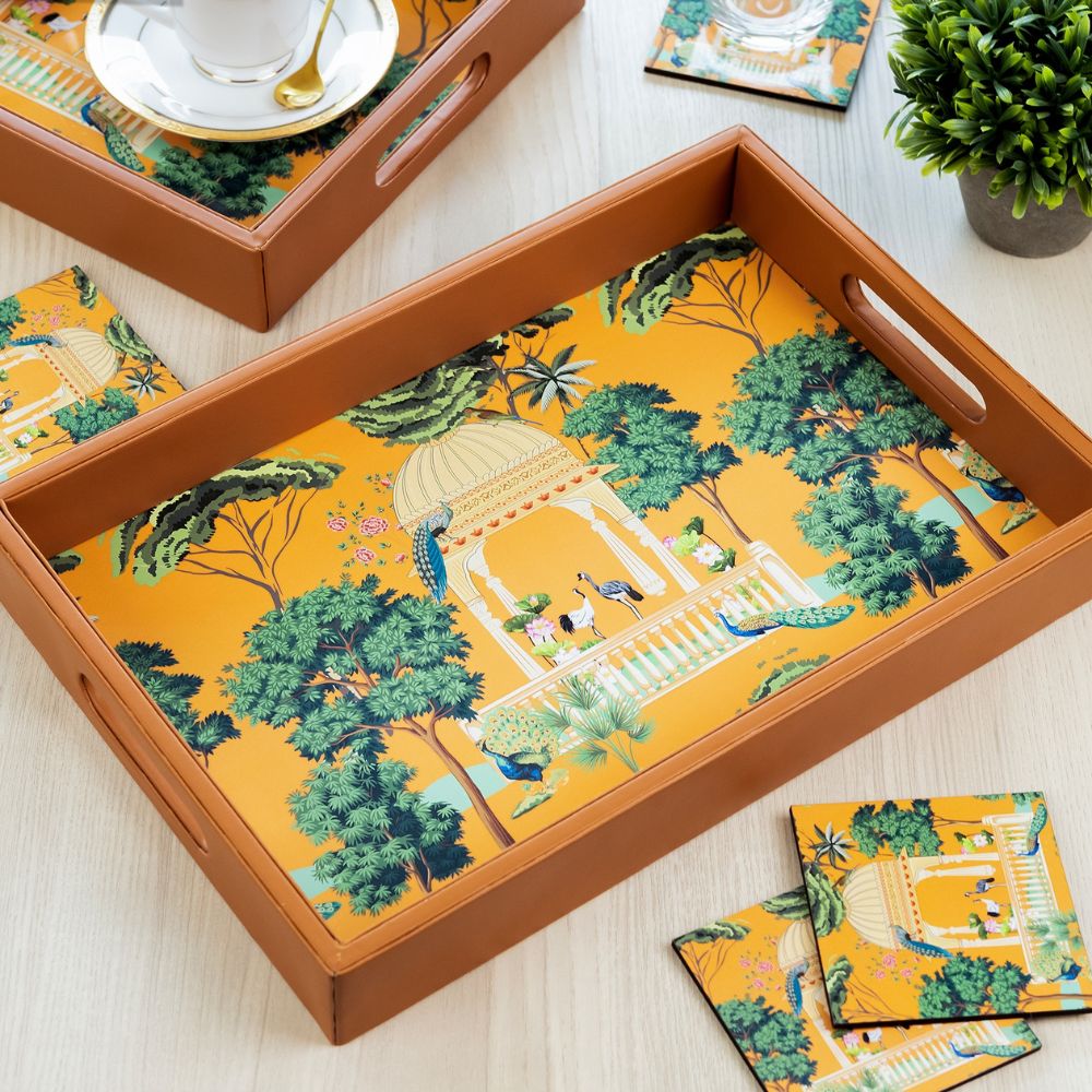 Heritage Serving Tray with matching coasters