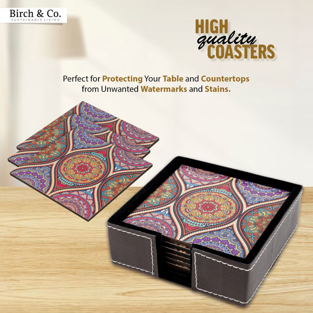 Mandala Coasters set of 6 with holder