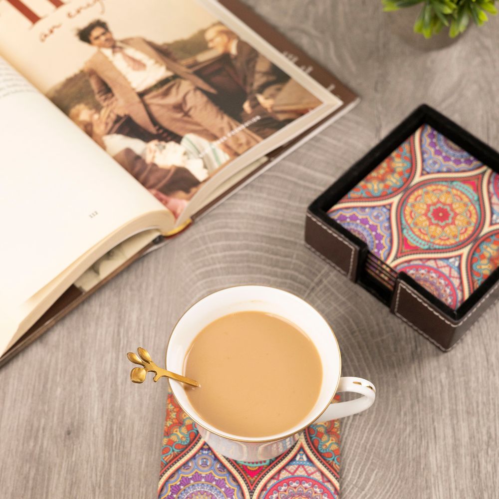 Mandala Coasters set of 6 with holder