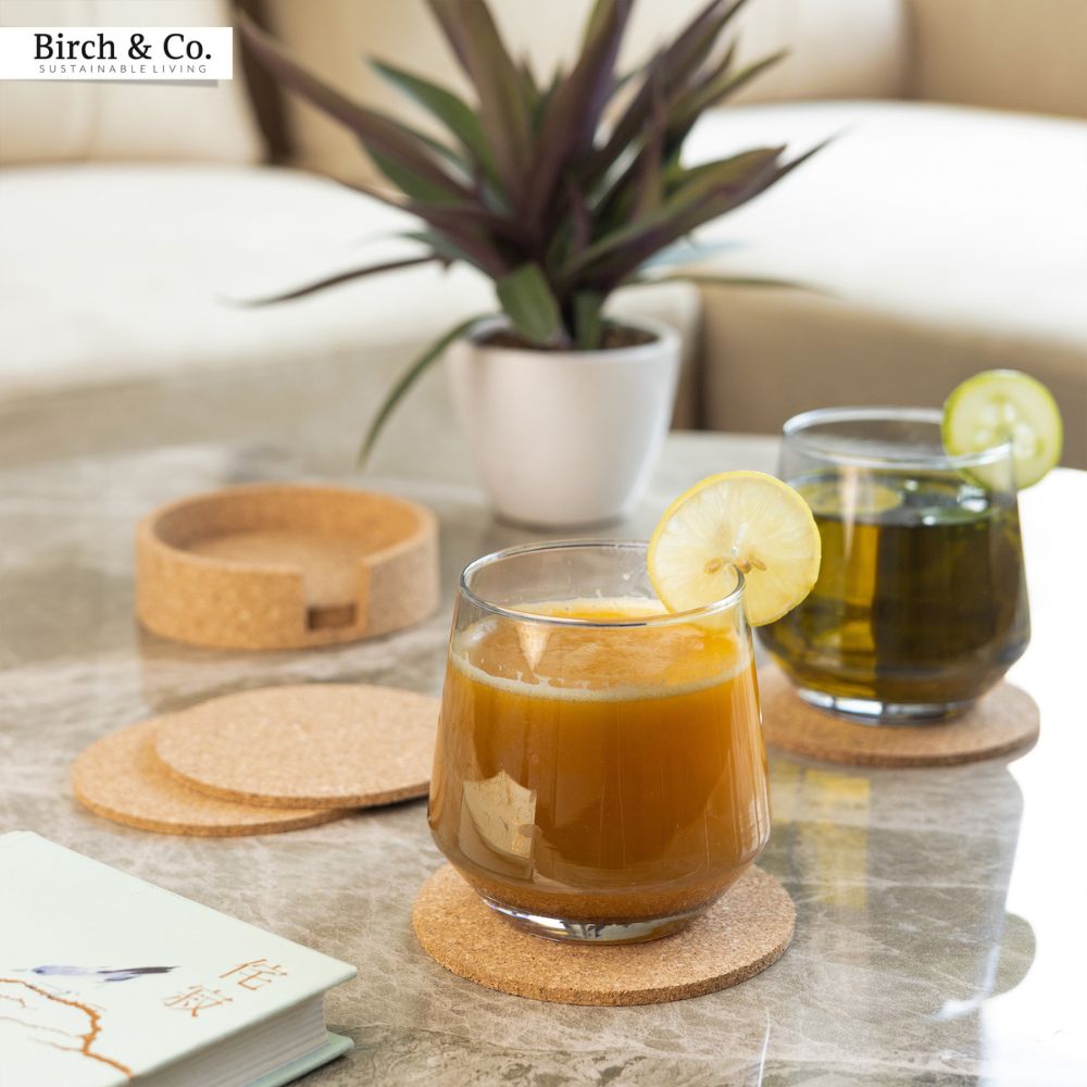 Natural Cork Coasters set of 6 with holder