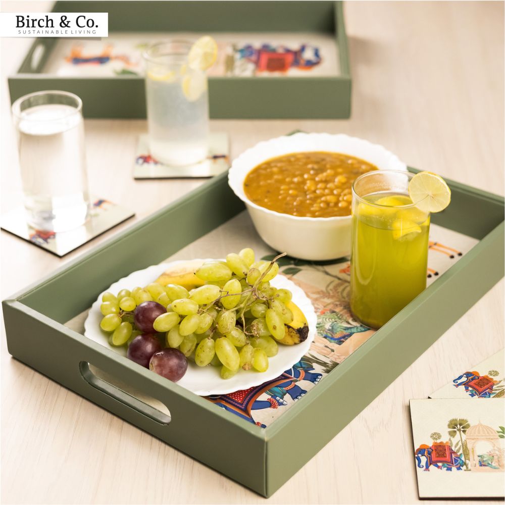 Royal Gaja Serving Tray with matching coasters