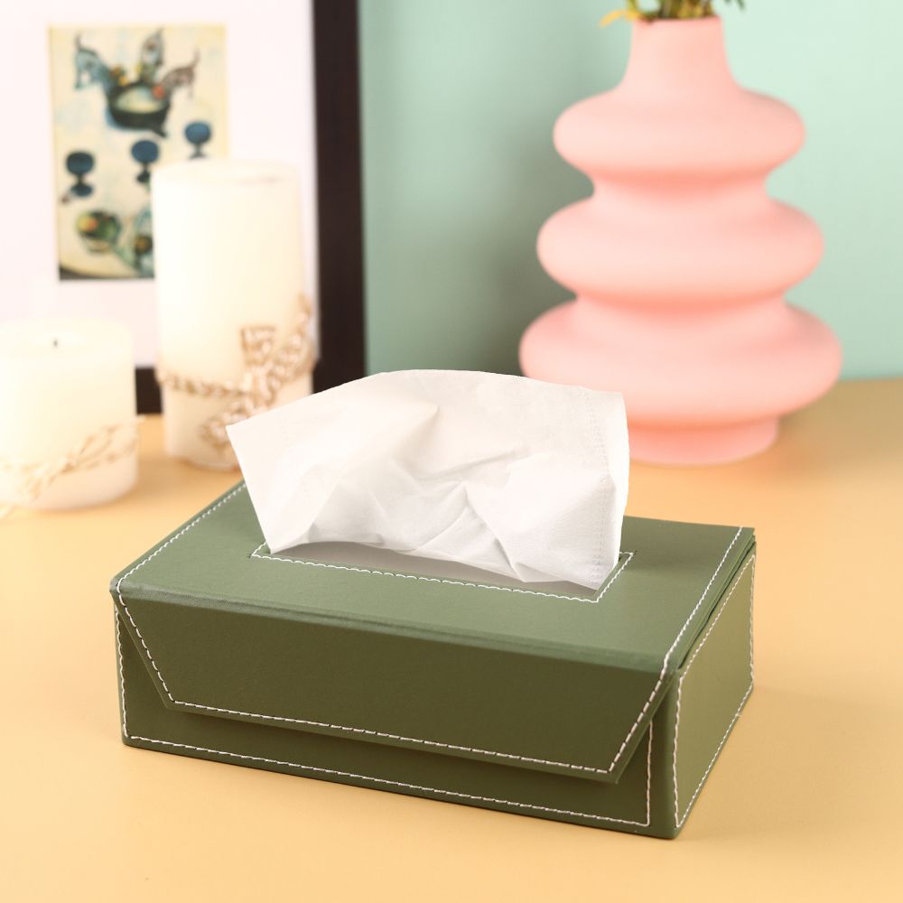 Leather Tissue Box - mint