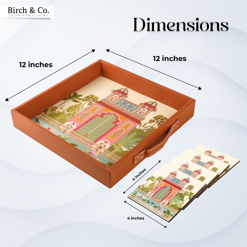 Mughal Serving Tray with matching coasters