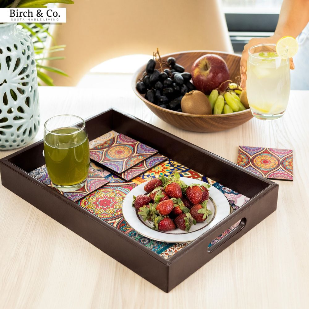 Mandala Serving Tray with matching coasters