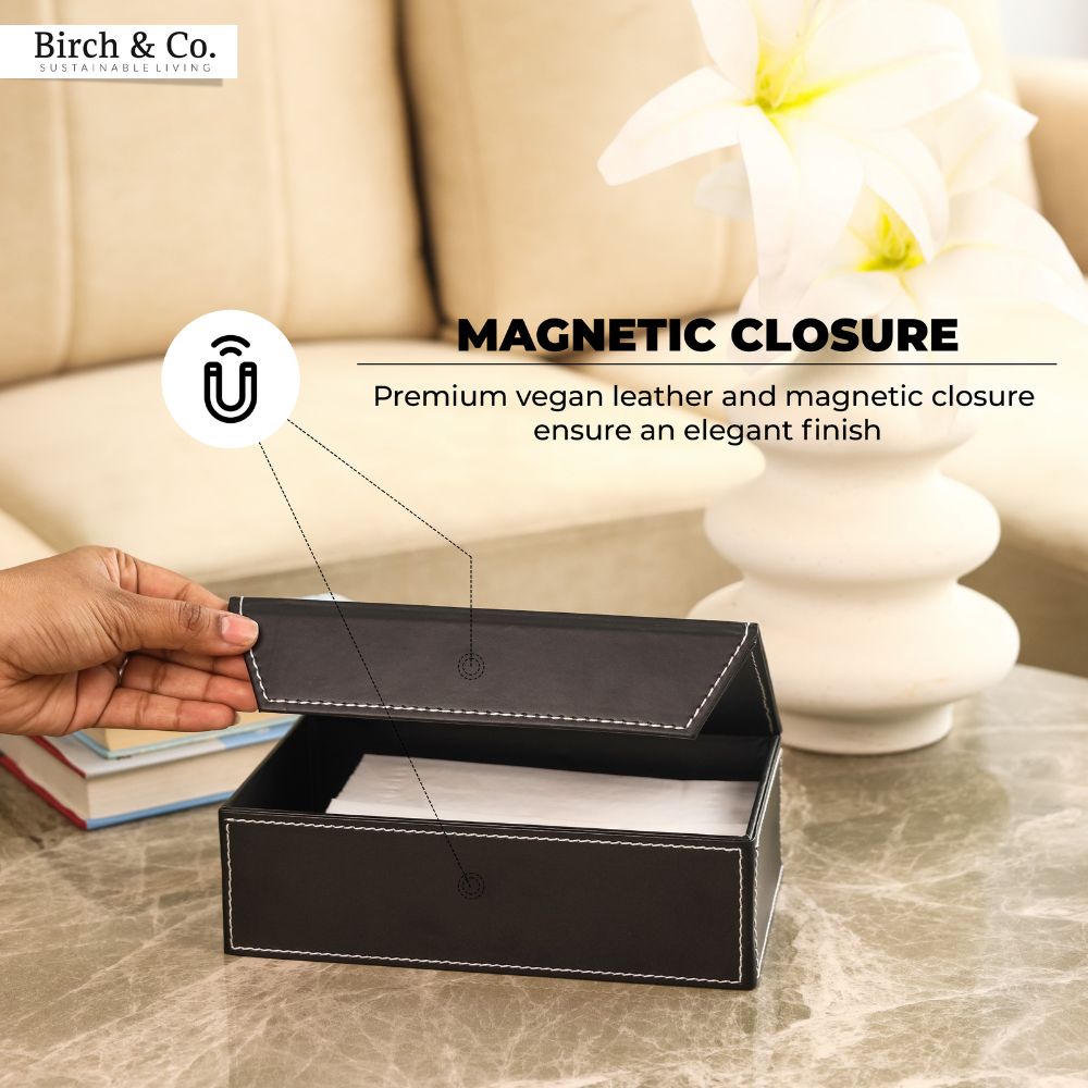 Leather Tissue Box - Black