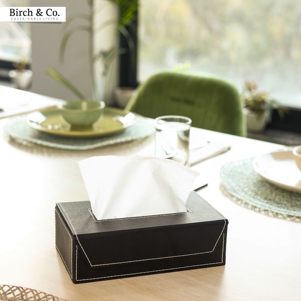 Leather Tissue Box - Black