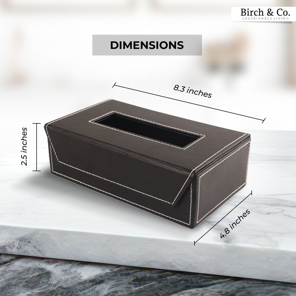 Leather Tissue Box - Black