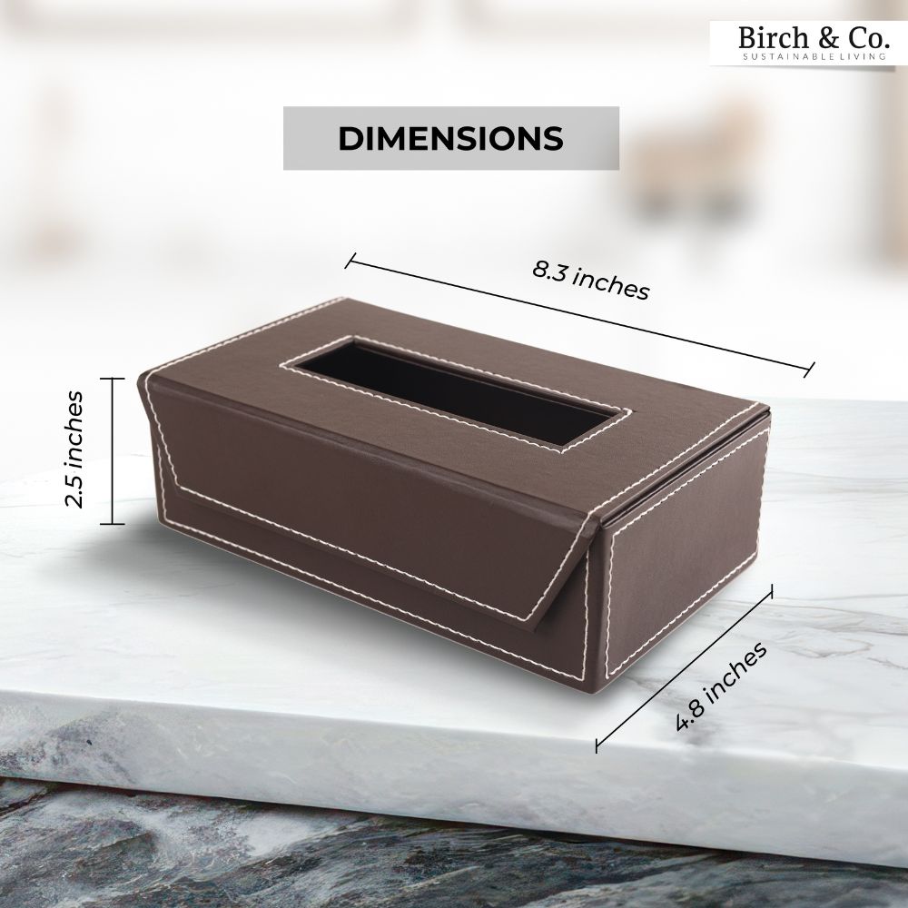 Leather Tissue Box - brown