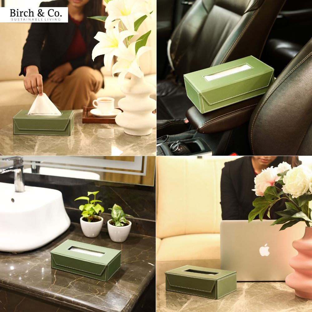 Leather Tissue Box - mint