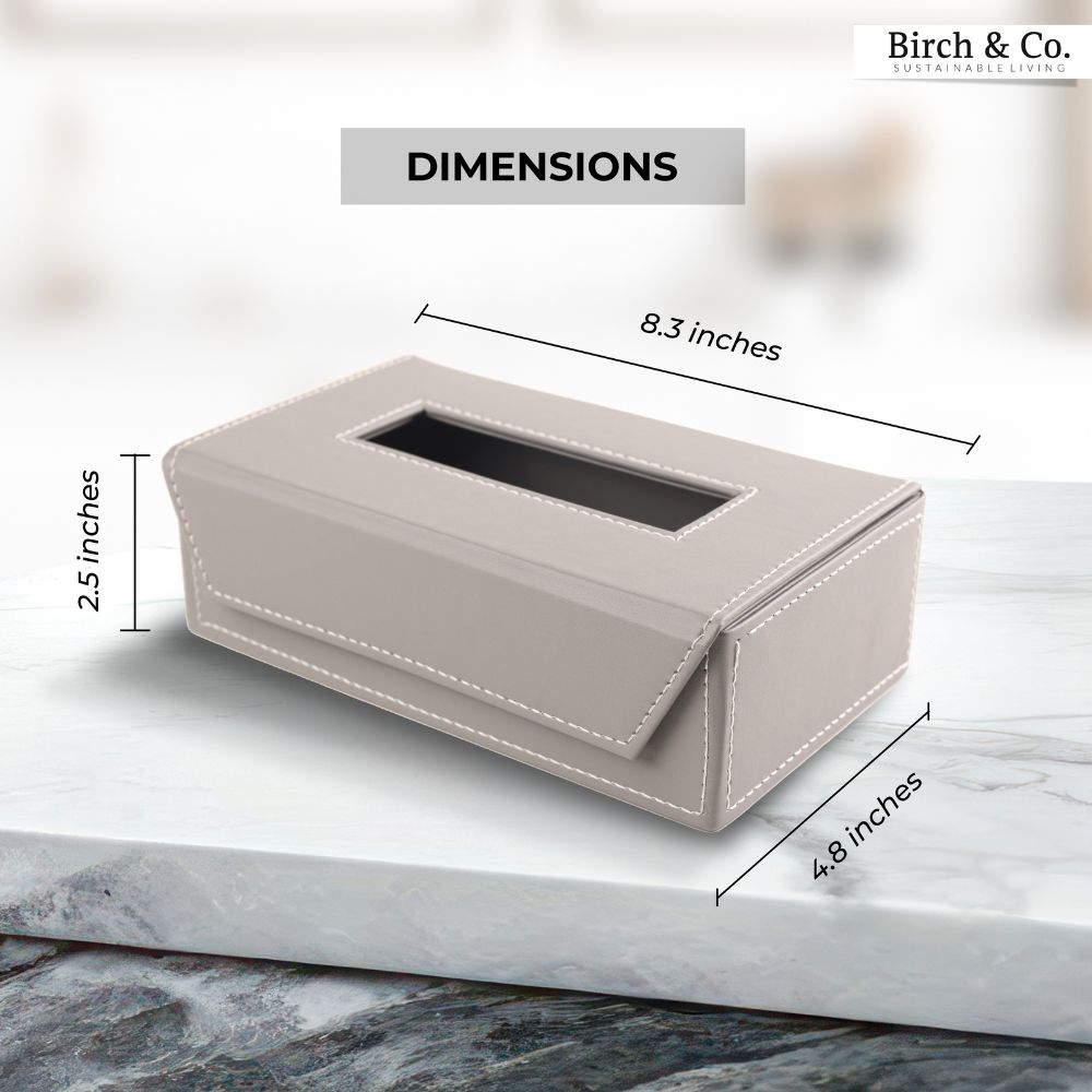 Leather Tissue Box - grey