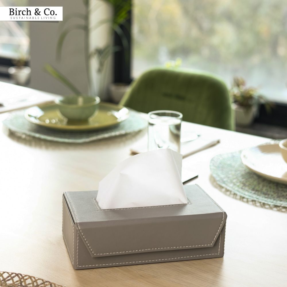 Leather Tissue Box - grey