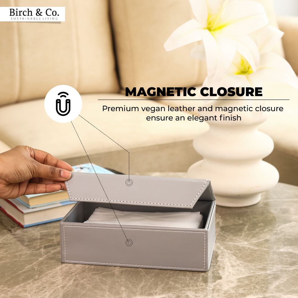 Leather Tissue Box - grey